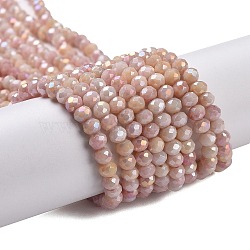 Faceted Electroplated Glass Beads Strands, AB Color Plated, Rondelle, Light Salmon, 4x3mm, Hole: 0.9mm, about 112pcs/strand, 16.14''(41cm)(GLAA-C023-02-C10)