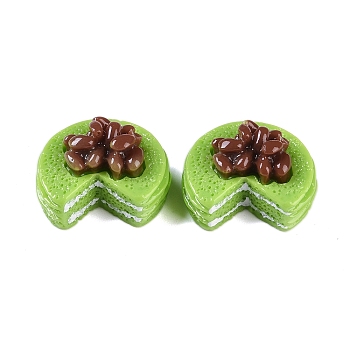 Opaque Resin Imitation Food Decoden Cabochons, Fruit Cake, Yellow Green, 16x20.5x10.5mm