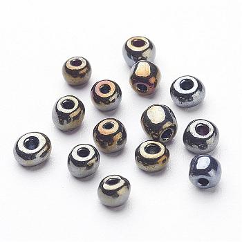 6/0 Electroplated Metallic Colours Round Glass Seed Beads, Colorful, 4mm, Hole: 1mm, about 495pcs/50g