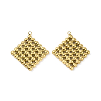 Ion Plating(IP) 304 Stainless Steel Pendants, Rhombus Charm, Real 18K Gold Plated, 26.5x24x3mm, Hole: 1.4mm