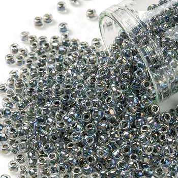 TOHO Round Seed Beads, Japanese Seed Beads, (783) Inside Color AB Crystal/Opaque Gray Lined, 8/0, 3mm, Hole: 1mm, about 220pcs/10g