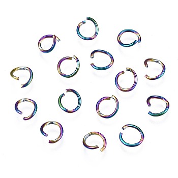 Ion Plating(IP) 304 Stainless Steel Jump Rings, Round Ring, Open Jump Rings, Rainbow Color, 20 Gauge, 6x0.8mm, Inner Diameter: 4.4mm