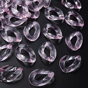 Transparent Acrylic Linking Rings, Quick Link Connectors, for Cable Chains Making, Twisted Oval, Pink, 23.5x16.5x4.5mm, Inner Diameter: 6.5x13mm, about 666pcs/500g