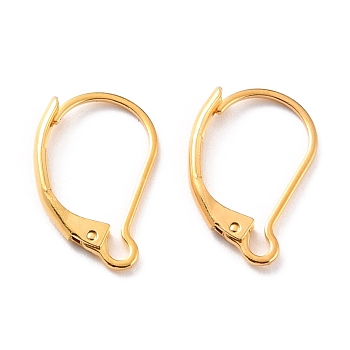 304 Stainless Steel Leverback Earring Findings, Real 24K Gold Plated, 16.5x10x2mm, Pin: 1mm