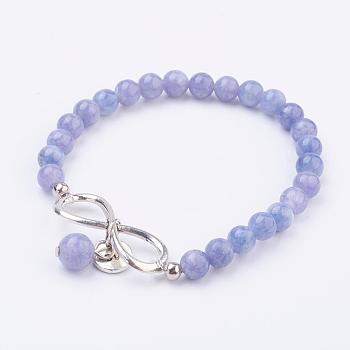Natural Quartz(Dyed) Charm Stretch Bracelets, with Alloy Love Charms, Infinity, 2-1/8 inch(53mm)