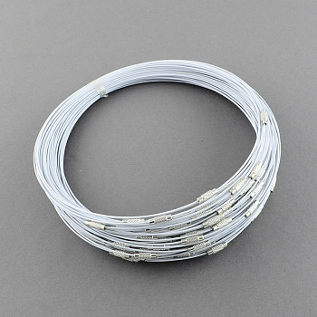 Stainless Steel Wire Necklace Cord DIY Jewelry Making, with Brass Screw Clasp, Gainsboro, 17.5 inchx1mm, Diameter: 14.5cm