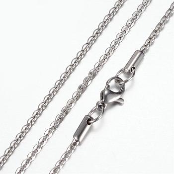 304 Stainless Steel Chain Necklaces, with Lobster Claw Clasps, Stainless Steel Color, 19.5 inch~20 inch(49.5~50.8cm), 2.1mm