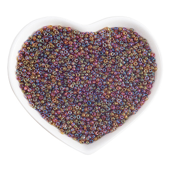 Ornaland 12/0 Round Glass Seed Beads, Grade A, Transparent Colours Rainbow, Dark Goldenrod, 2x1.5mm, Hole: 0.9mm, about 11200pcs/bag