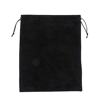 Velvet Pouches, Drawstring Bags, Rectangle, Black, 35~36x28x0.4cm