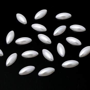 Plastic Cabochons, Imitation Pearl, Horse Eye, White, 6x3mm, 200pcs/set