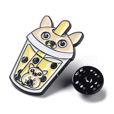 Cartoon Animal Boba Tea Cup Enamel Pin(JEWB-E025-01EB-06)-3