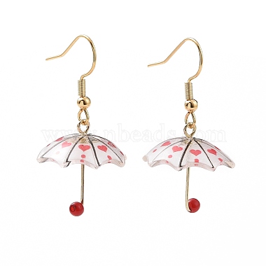 5 Pairs 5 Color Acrylic Umbrella with ABS Plastic Beaded Dangle Earrings(EJEW-JE05094)-3