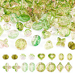 96Pcs 8 Styles Two Tone Transparent Acrylic Beads, Mixed Shapes, Yellow Green, 12~18.5x11~17x5~9.5mm, Hole: 1.6~1.8mm, 12pcs/style(MACR-TA0002-12)