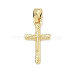 Brass Pendants, Cross Charms, Real 16K Gold Plated, 18.5x10x1.5mm, Hole: 4.5x3.5mm(KK-P350-11G-01)