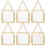 6Pcs Wall Hanging Iron Double Folding Picture Frames, Glass Family Photo Frame, for Home Decoration, Square, Brushed Antique Bronze, 105mm(DIY-OC0012-54)