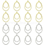 20Pcs 2 Colors Alloy Pendants Cadmium Free, Teardrop, Platinum & Light Gold, 47.5x29x1.5mm, Hole: 1.4mm, 10pcs/color(ENAM-YW0006-45)