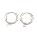 Brass Hoop Earring Findings, Round, with Loop, Rack Plating, Long-Lasting Plated, Rack Plating, Cadmium Free & Lead Free, Platinum, 15.5x14x2mm, Hole: 1.5mm, Pin: 1mm(KK-CBA8A92-01P)