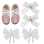 2 Pairs 2 Style Lace Bowknot Shoelace Charm, White, 60~75x65~85x7.5~11mm, 1pc/style(AJEW-DC0001-98)
