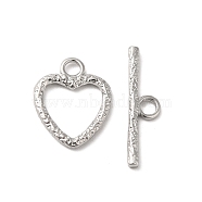 304 Stainless Steel Toggle Clasps, Heart, Stainless Steel Color, Heart: 16.5x13.5x2mm, Hole: 3mm, Bar: 22x6x2mm, Hole: 3mm.(STAS-H212-11P)