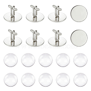 Blank Dome Cufflinks Making Kit, Including 304 Stainless Steel Cuff Button, Glass Cabochons, Stainless Steel Color, 20Pcs/box(DIY-UN0005-24)