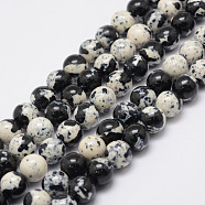 Natural Ocean White Jade Beads Strands, Dyed, Round, Black, 8mm, Hole: 1mm, about 47~48pcs/strand, 15.75 inch(40cm)(X-G-E346-8mm-08)