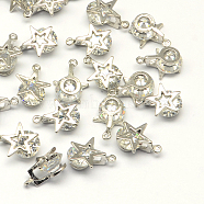 Star Alloy Charms, with Cubic Zirconia, Platinum, 14x10x6mm, Hole: 1mm(ZIRC-R007-056A-02)