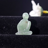 Natural Green Aventurine Carved Healing Thinker Figurines, Reiki Energy Stone Display Decorations, 28x40mm(PW-WG76476-03)