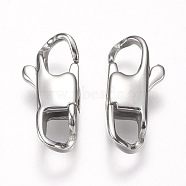304 Stainless Steel Lobster Claw Clasps, Stainless Steel Color, 16x7x3.5mm, Hole: 3x4mm(STAS-O114-056A-P)