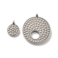 304 Stainless Steel Pendants, Flat Round Charm, Stainless Steel Color, 28x25x3mm, Hole: 2mm, 2pcs/set(STAS-M311-02P)