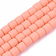 Polymer Clay Bead Strands, Column, Coral, 5~7x6mm, Hole: 1.5~2mm, about 61~69pcs/strand, 15.74 inch(CLAY-T001-C59)