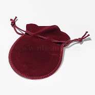 Velvet Bags, Calabash Shape Drawstring Jewelry Pouches, Medium Violet Red, 9x7cm(TP-S003-1)