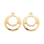 201 Stainless Steel Pendants, Round Ring, Real 24k Gold Plated, 18.5x16x1.2mm, Hole: 1.4mm(X-STAS-K217-48G)