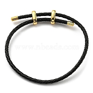 Leather Braided Cord Bracelets, Adjustable Bracelet, Black, Inner Diameter: 5/8~2-7/8 inch(1.5~7.3cm)(BJEW-G675-06G-16)