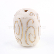 Column Plating Acrylic Beads, Golden Metal Enlaced, Beige, 18.5x14mm, Hole: 1.5mm, about 205pcs/500g(PACR-Q102-43A)