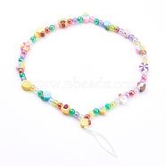 Polymer Clay Dessert Beaded Mobile Straps, with Transparent Acrylic Beads and Nylon Thread, Colorful, 26.4cm(HJEW-JM00416)