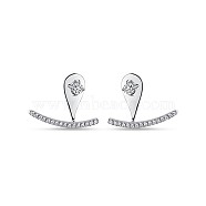 TINYSAND 925 Sterling Silver Trendy Silver Ear Jacket, Silver, 20.3x15.5mm, Pin: 10.98mm(TS-E331-S)