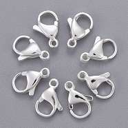 304 Stainless Steel Lobster Claw Clasps, Parrot Trigger Clasps, Silver Color Plated, 13x8x4mm, Hole: 1.2mm(STAS-E464-21A-S)