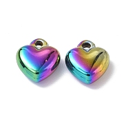 Ion Plating(IP) 304 Stainless Steel Charms, Heart Charm, Rainbow Color, 12.5x11x4.5mm, Hole: 1.6mm(STAS-C066-16M)