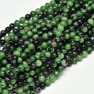 Natural Round Ruby in Zoisite Bead Strands, 4mm, Hole: 1mm, about 98pcs/strand, 15.5 inch(G-F289-12-4mm)
