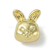 Rack Plating Brass Beads, Long-Lasting Plated, Lead Free & Cadmium Free, Rabbit, Real 18K Gold Plated, 9.5x8x8mm, Hole: 2.5mm(KK-A220-19B-G)