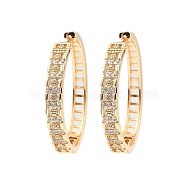 Brass Micro Pave Cubic Zirconia Hoop Earring, Hollow Square, Light Gold, 34x4.5mm(EJEW-D078-48KCG)