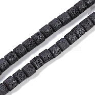 Frosted Natural Lava Rock Beads Strands, Column, 6x6mm, Hole: 1.2mm, about 68pcs/strand, 15.83''(40.2cm)(G-E618-02C)