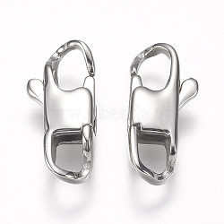 Tarnish Resistant 304 Stainless Steel Lobster Claw Clasps, Stainless Steel Color, 16x7x3.5mm, Hole: 3x4mm(STAS-O114-056A-P)