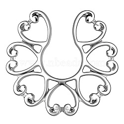 Titanium Steel Flower Clip On Nipple Rings, No Perforation Nipple Rings, Stainless Steel Color, Inner Diameter: 9.5mm(WG76523-03)