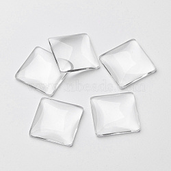 Transparent Glass Square Cabochons, Clear, 20x20x5~6mm(X-GGLA-S022-20mm)