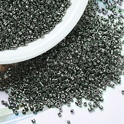 MIYUKI Delica Beads, Cylinder, Japanese Seed Beads, 11/0, (DB0457) Galvanized Dark Steel Green, 1.3x1.6mm, Hole: 0.8mm, about 2000pcs/10g(X-SEED-J020-DB0457)