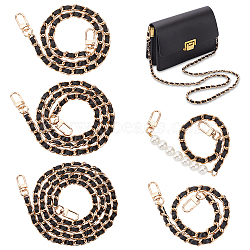 WADORN 5Pcs 5 Styles Imitation Leather Purse Chains, with Alloy & Iron Findings, Black, 37.5~117x0.8cm, 1pc/style(FIND-WR0009-59B)