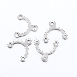 Tarnish Resistant 304 Stainless Steel Links, Chandelier Component Links, 3 Loop Connectors, Stainless Steel Color, 8.5x9.5x0.5mm, Hole: 1mm(STAS-H425-05P)