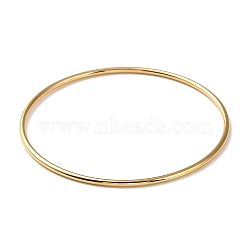 Ion Plating(IP) 304 Stainless Steel Simple Plain Bangle for Women, Real 18K Gold Plated, Inner Diameter: 2-1/2 inch(6.5cm)(BJEW-F461-01B-G)