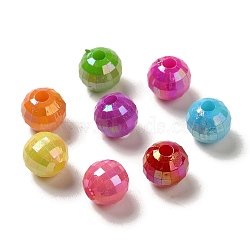 Plating Opaque Acrylic Beads, AB Color, Round, Faceted, Mixed Color, 9.5mm, Hole: 2.7mm, 1086pcs/500g(OACR-E039-44)